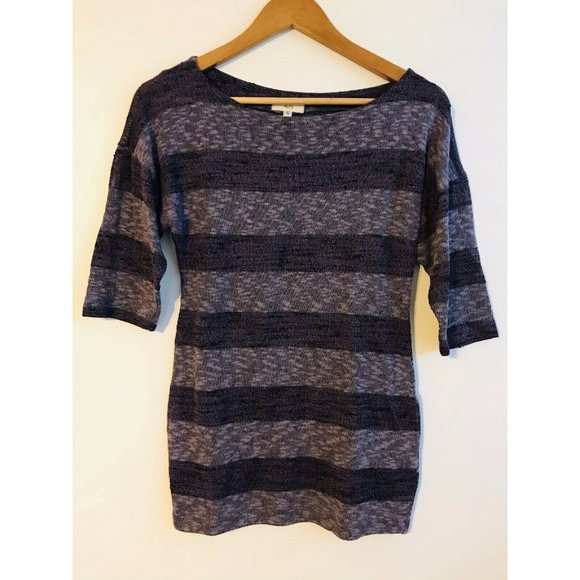 Vain Tops - Vain Womens Purple Small 1/2 Sleeve Stripes Knit Shirt
